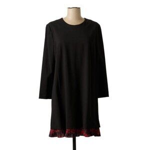 JUST CAVALLI Roberto Cavalli Midi Black Shift Dress W/ Multi Trim Size 8 Wool